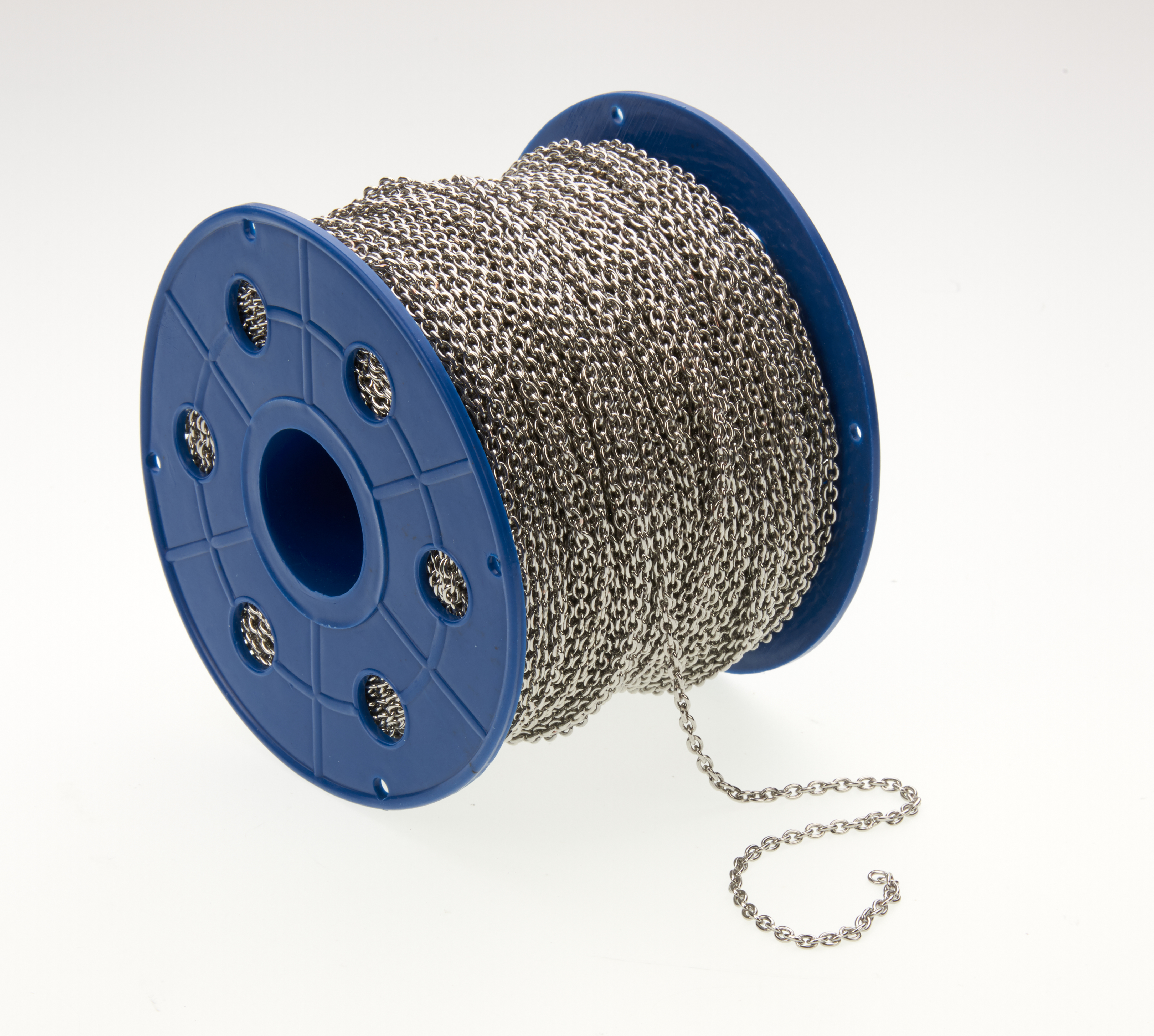 Tin Plated Link Chain On 100m Spool  **From £20.00/ Spool**