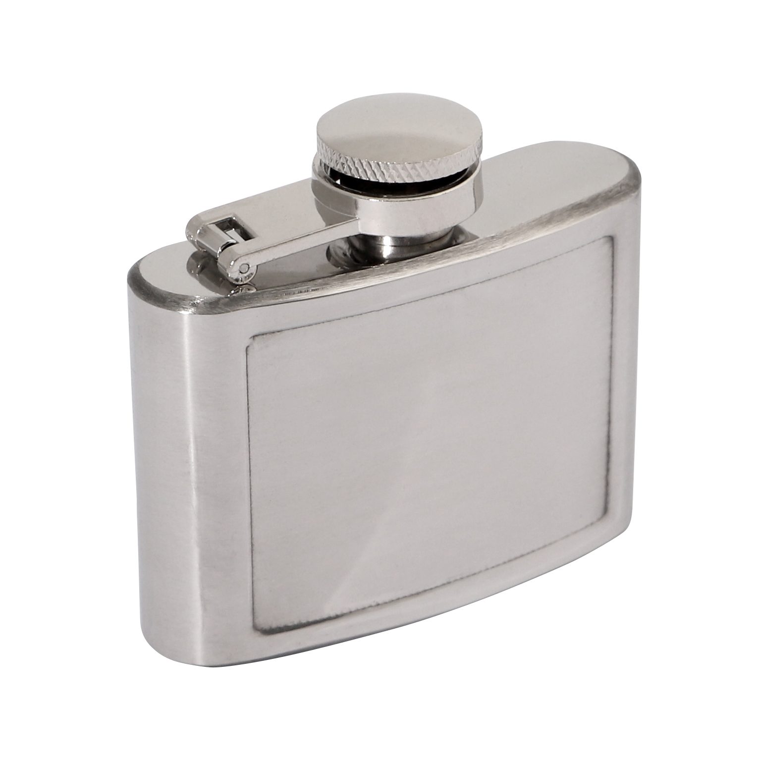 Polished Stainless 2oz Hip Flask 70 x 65mm 50x40mm Recess