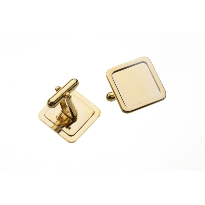 16 x 16mm Square Cufflink With Short Angled Frame Gold Plated