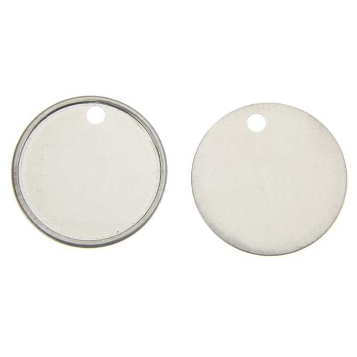 Stainless Steel Dog Tag 25mm Round 3.2mm Hole