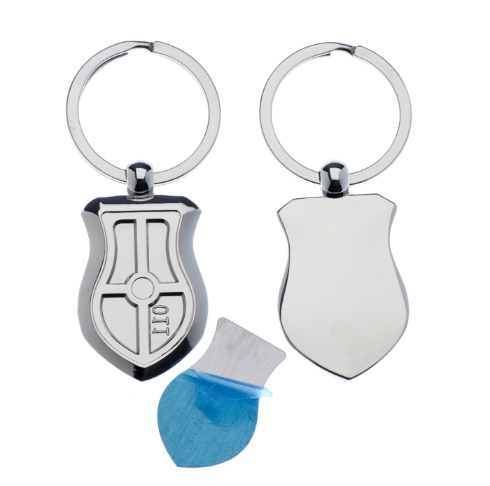 Polished Shield Keyring with 30 x 20 mm Loose Engraving Plate