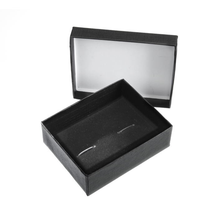 Two Piece Black Cufflink Box 79mm x 62mm x 29mm Deep
